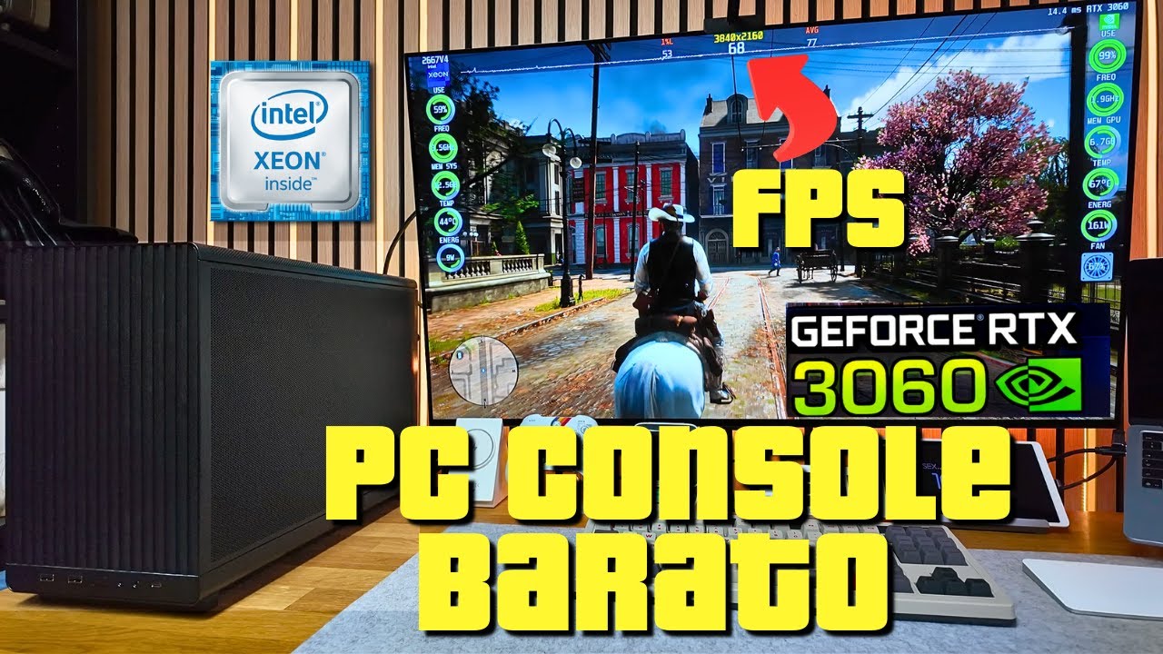 Testei o PC CONSOLE Barato X99 Xeon e RTX 3060 EM 4K com FPS na Tela