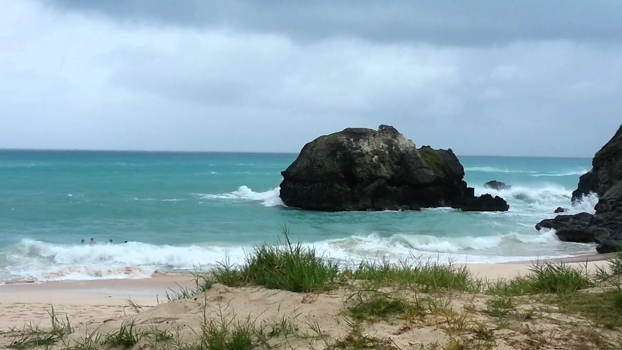 Swimmers at Warwick Beach, Bda during TS Leslie