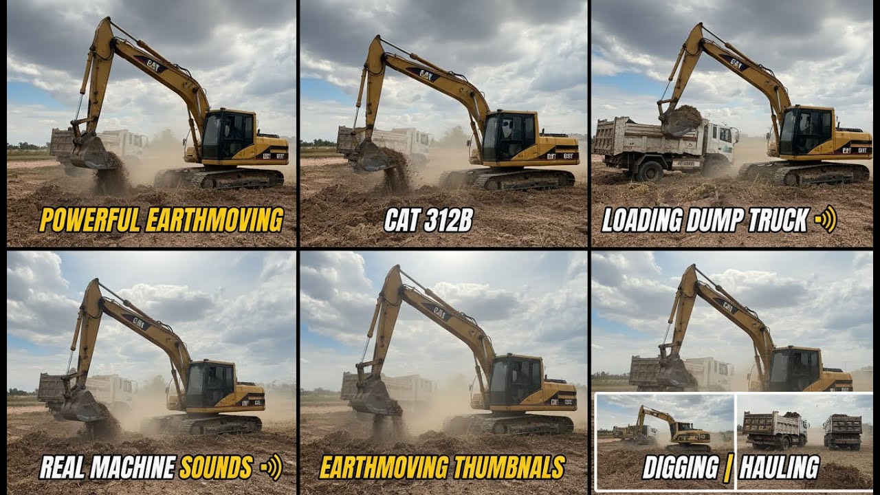 CAT312B Excavator Loading Dump Truck | Powerful Earthmoving with Real Machine Sounds #xcavator #asmr
