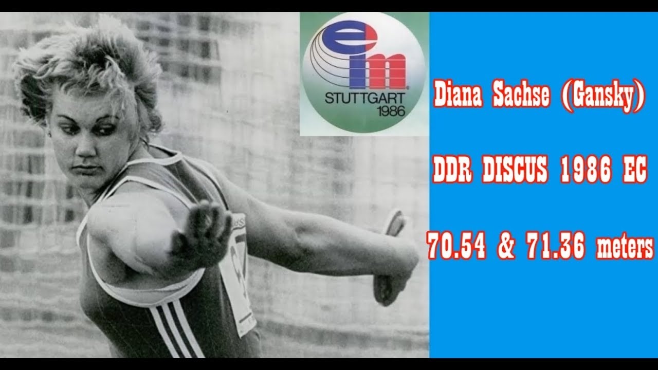 Diana Sachse (Gansky) DDR DISCUS 70.54 & 71.36 meters (PB: 74.08 meters).