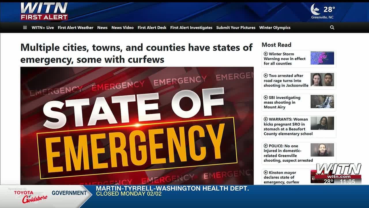 Multiple cities, towns, and counties have states of emergency, some with curfews