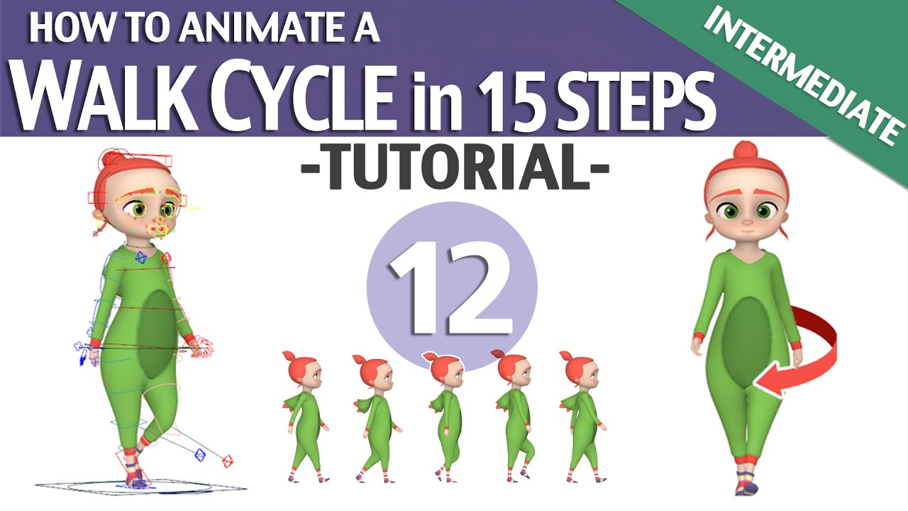 WALK CYCLE IN 15 STEPS ▶️▶️▶️ TUTORIAL #12 (Intermediate level)