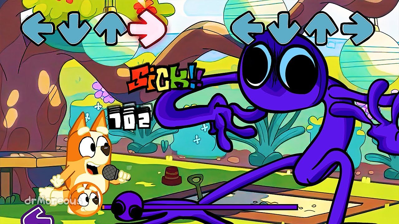 FNF Bluey Can Can but Rainbow Friends take turns singing