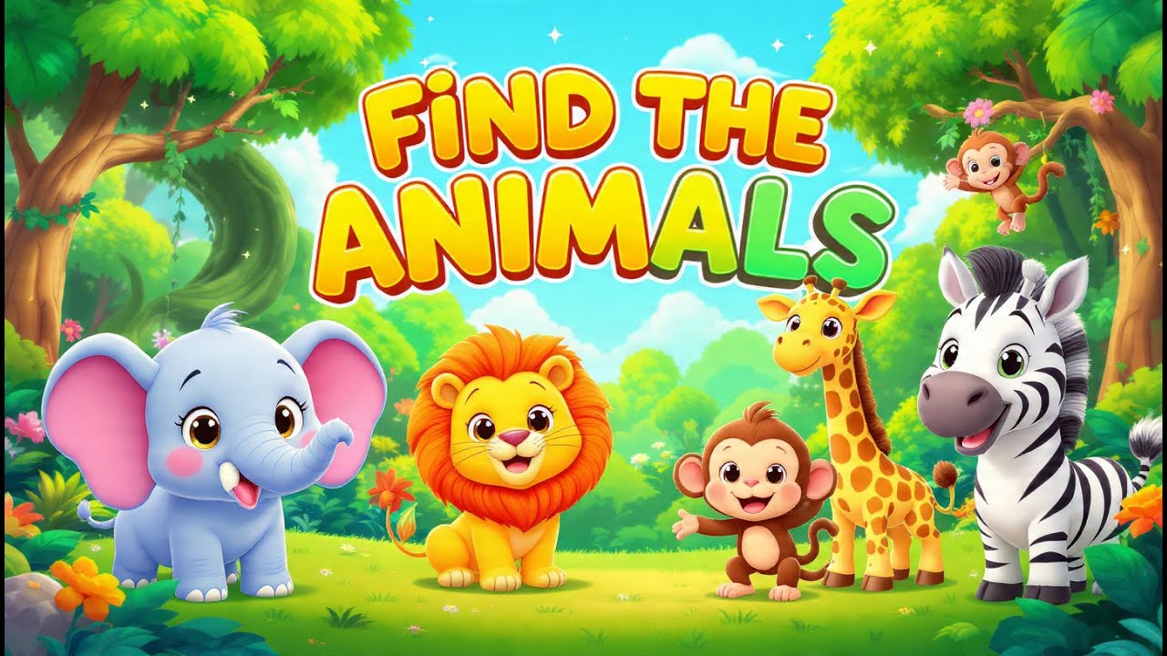 Find the Animals 🐘🦁 | Fun Jungle Game for Kids | Learn Animal Names | Kidora