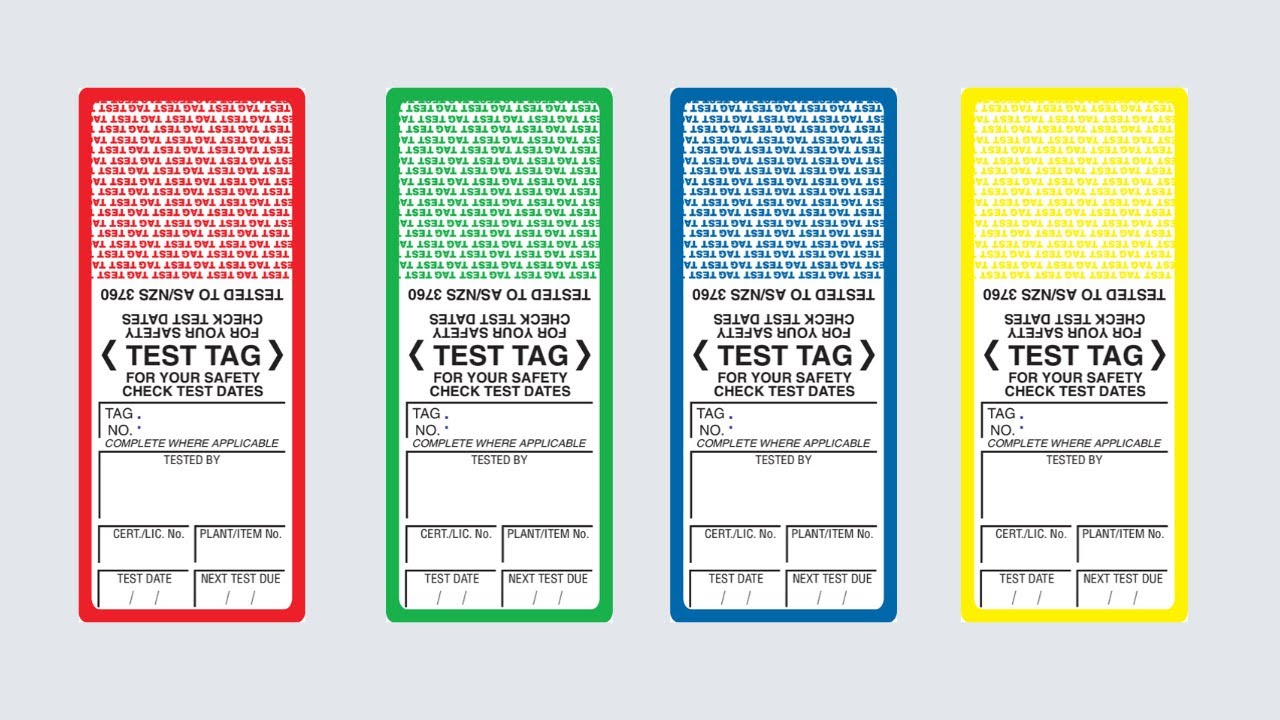 Test Tag Colours - Australian Standard 3012