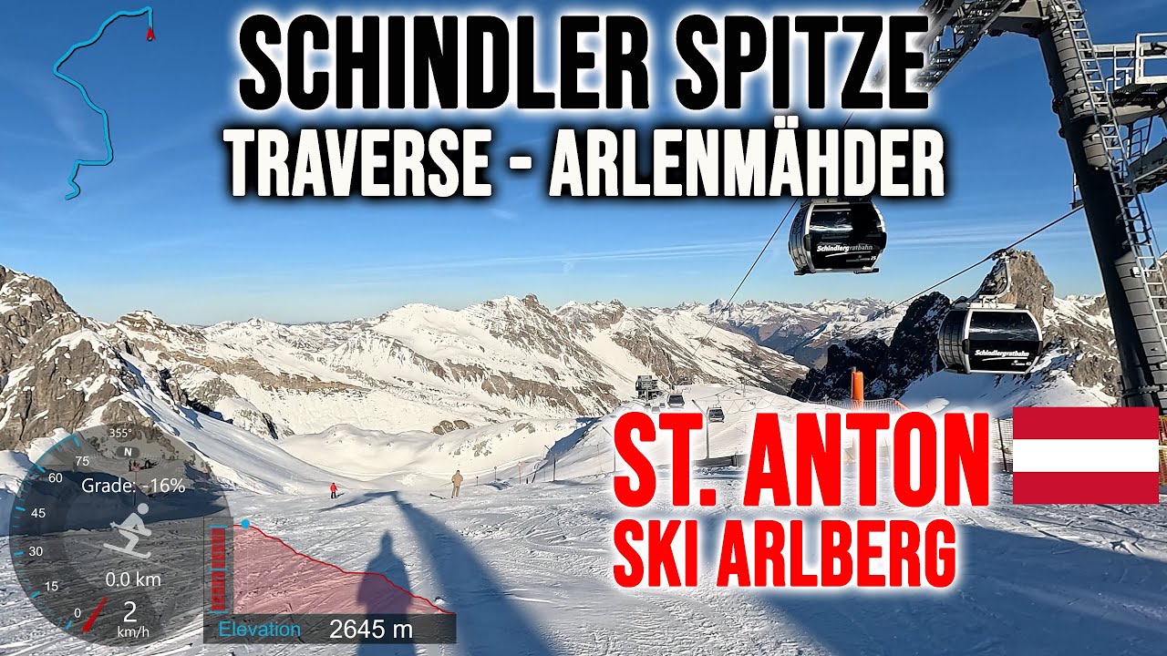 [4K] Skiing St. Anton, Schindler Spitze Traverse - Arlenmähder, Ski Arlberg Austria, GoPro HERO13