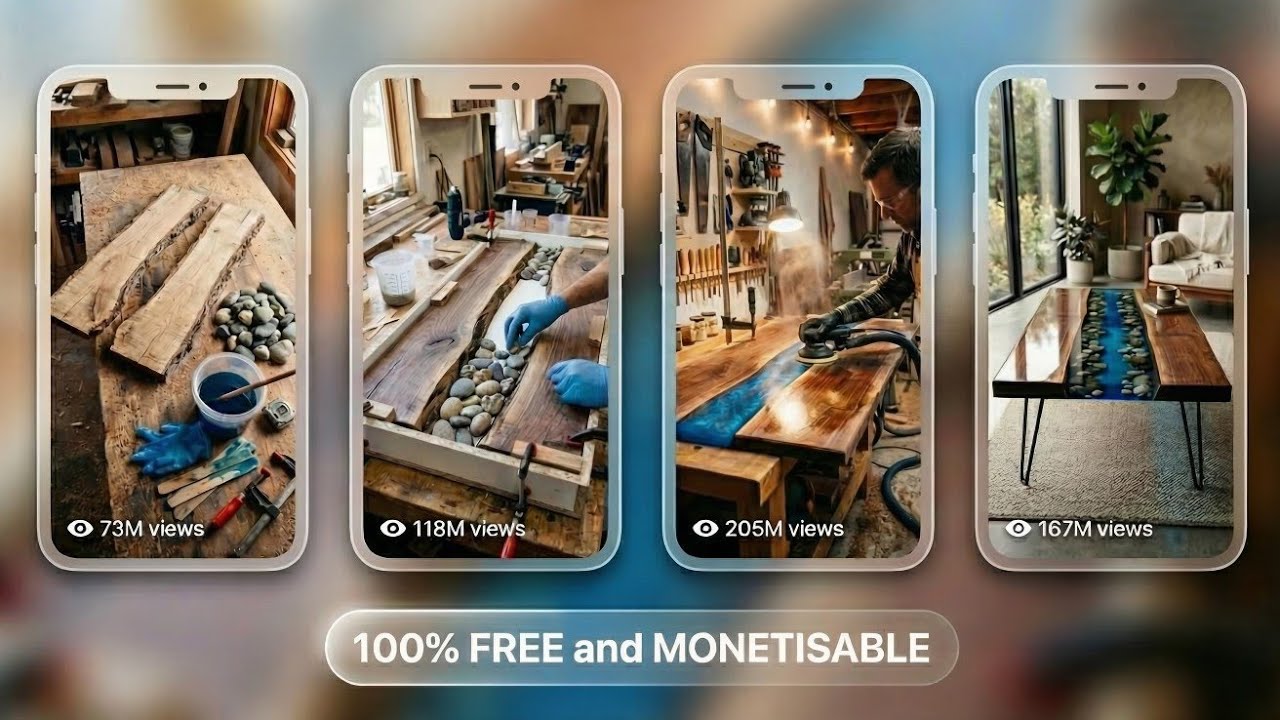FREE AI Epoxy Resin Table Videos (100% Monetized)