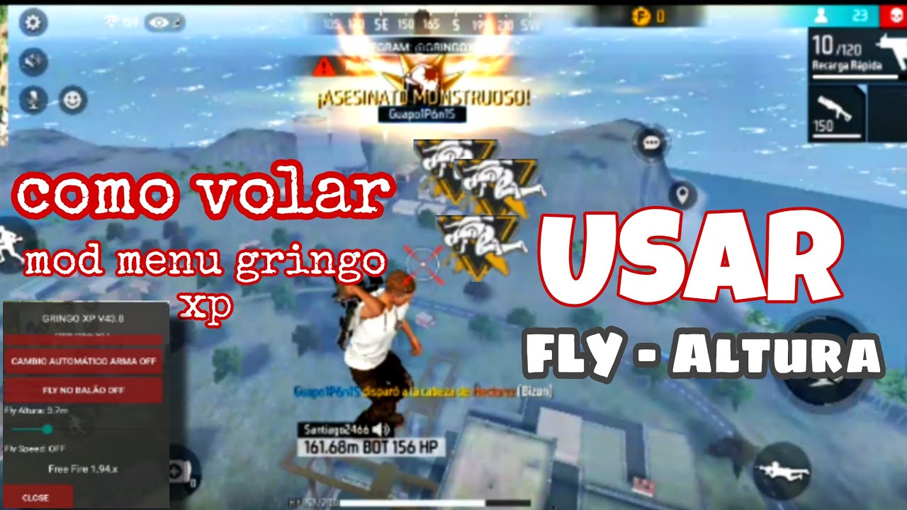 como volar con el mod menu gringo xp v43 - así se usa FLY - ALTURA