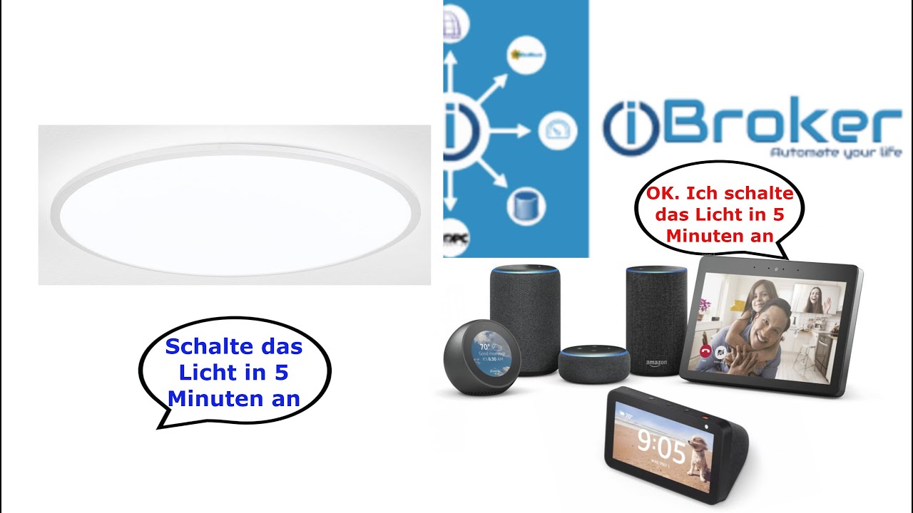 Amazon Alexa &uuml;ber Erinnerung Zeit gesteuert Steckdosen Lampen Licht Ger&auml;te schalten ioBroker Blockly