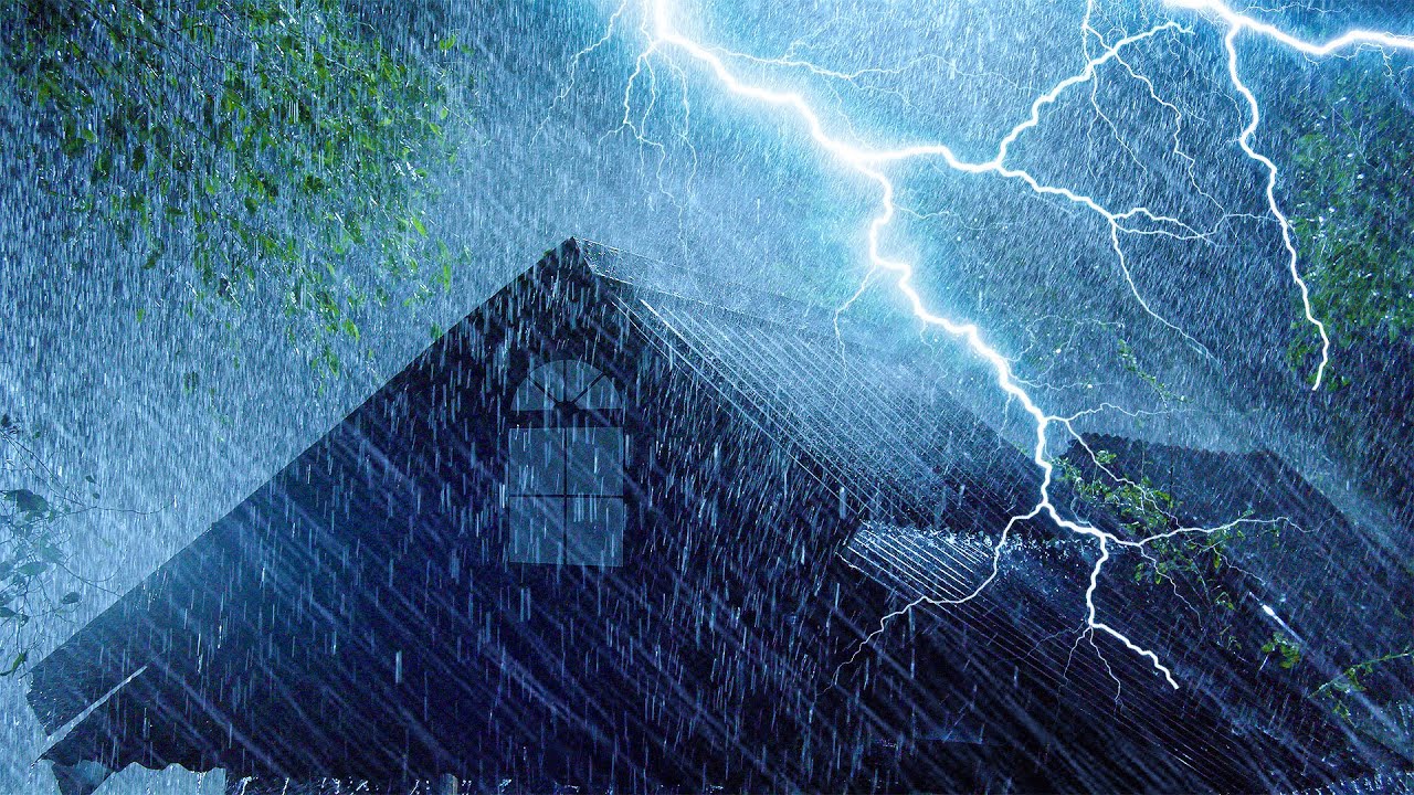 ⚡Intense Thunderstorm Night with Heavy Rainstorm, Strong Wind & Powerful Thunder | Rain Thunderstorm