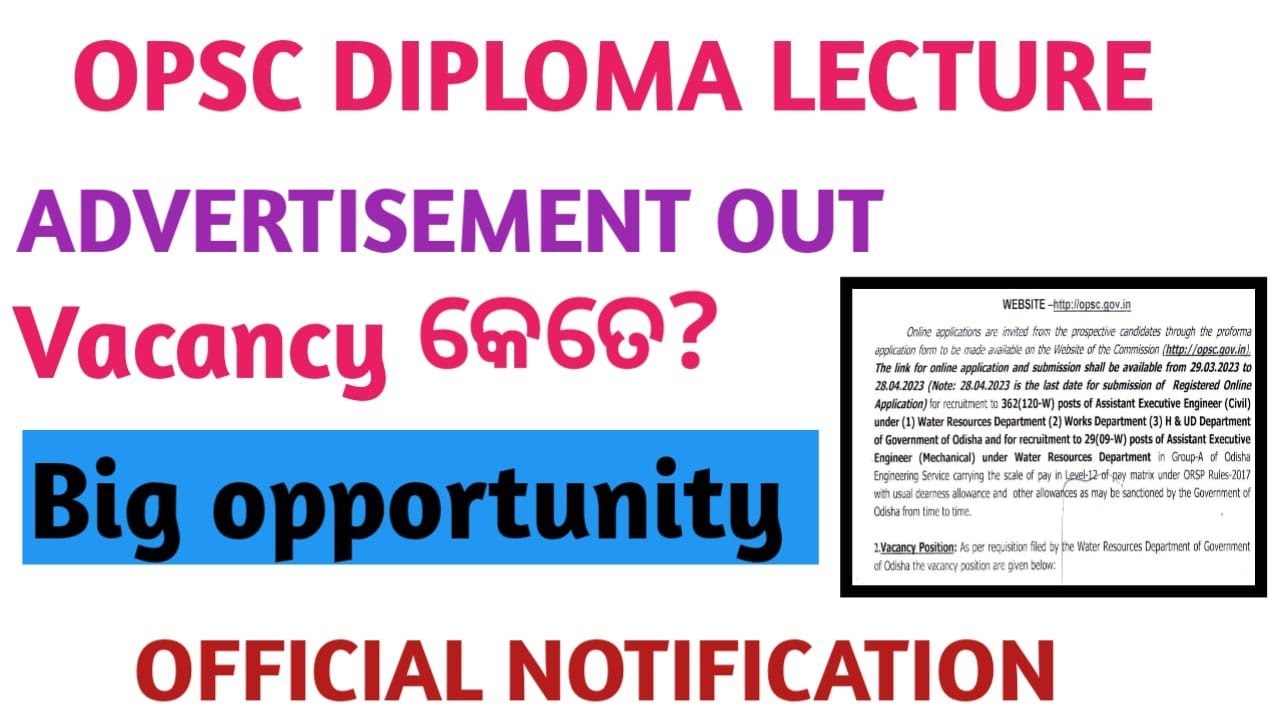 Opsc DIPLOMA LECTURE advertisement/Opsc new advertisement/Opsc recruitment.