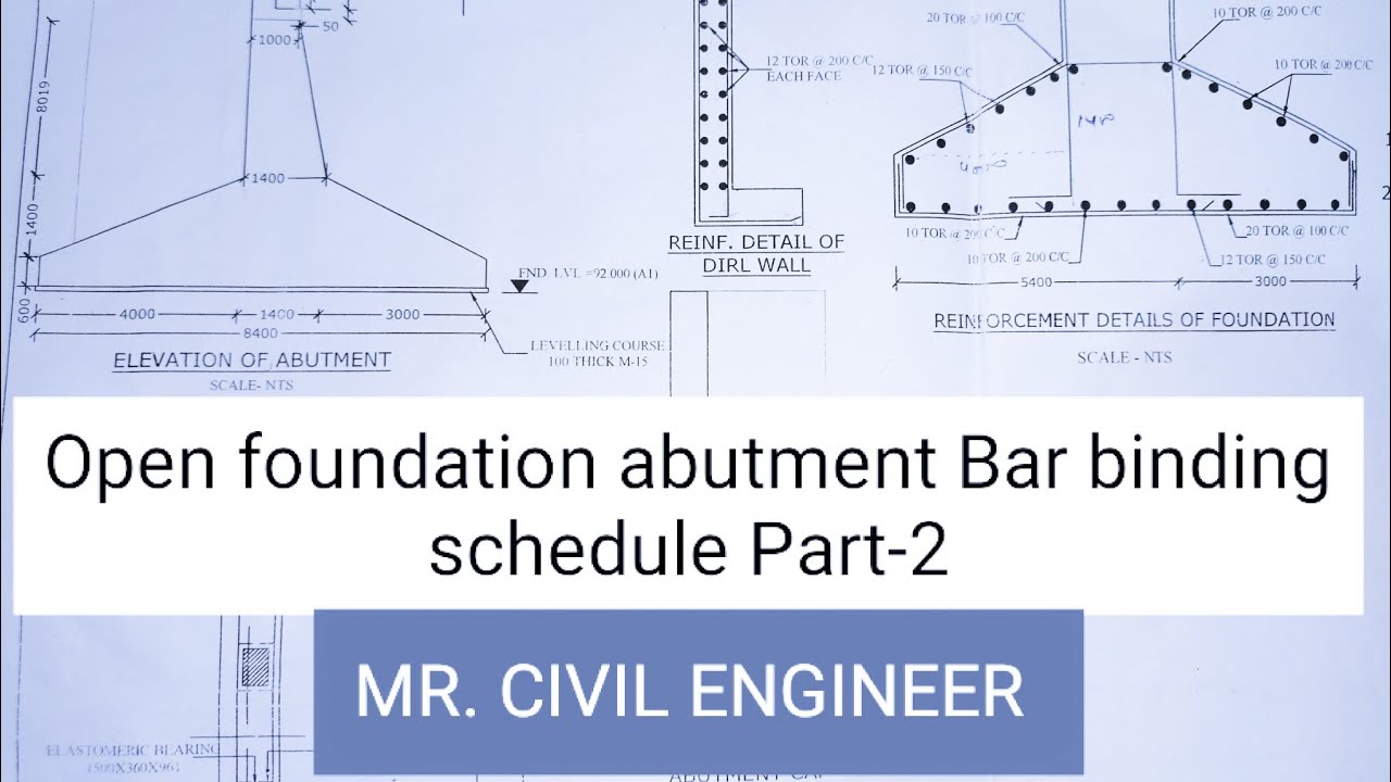 Bridge Open foundation abutment Bar binding schedul #Openfoundation #barbindingschedule