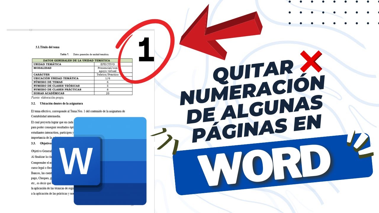 COMO QUITAR NUMEROS DE ALGUNAS PAGINAS EN WORD