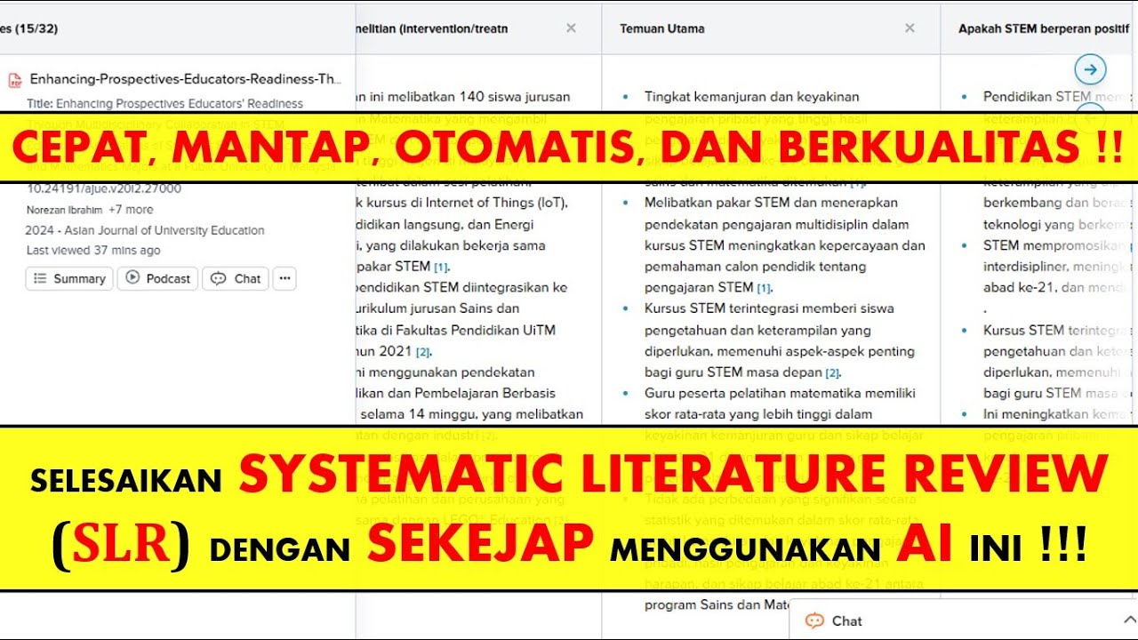 Systematic Literature Review (SLR) dengan Sekejap: Ekstraksi Ratusan Paper Otomatis dengan AI ini !!