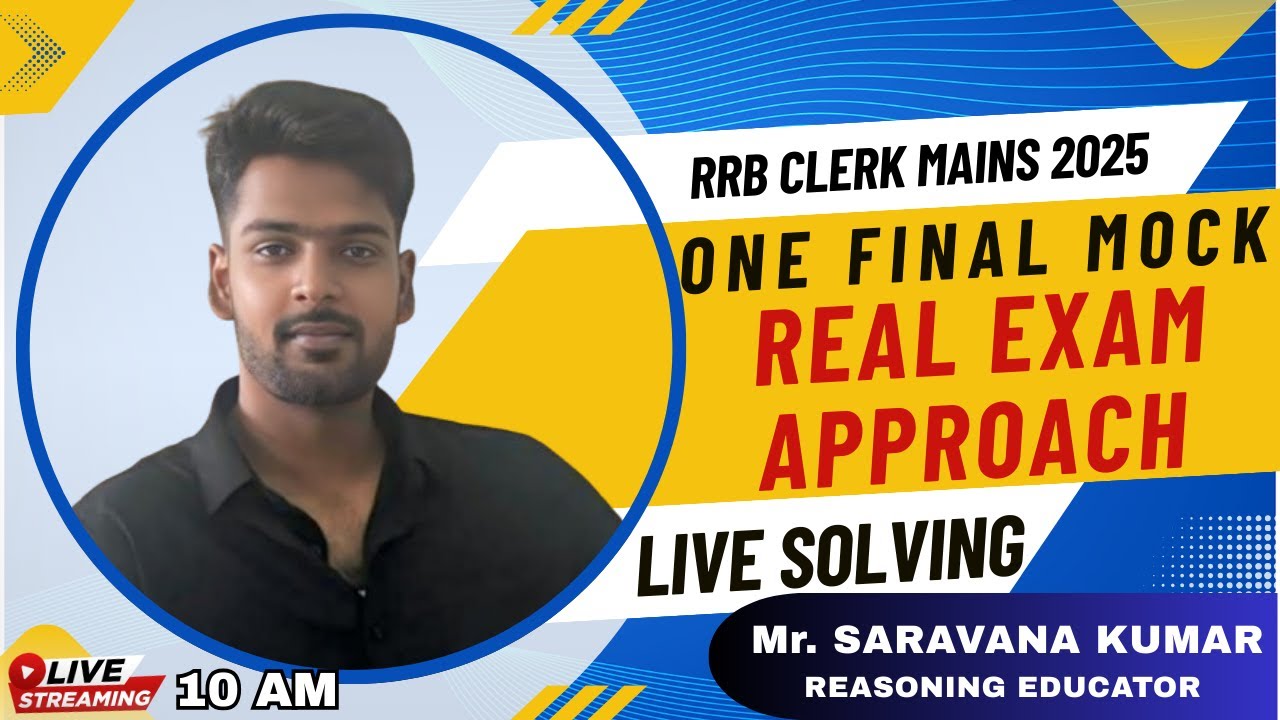 IBPS RRB Clerk Mains 2025 LIVE MOCK  Reasoning | REASONING MAINS TAMIL DAY | By SK Sir #rrbclerk