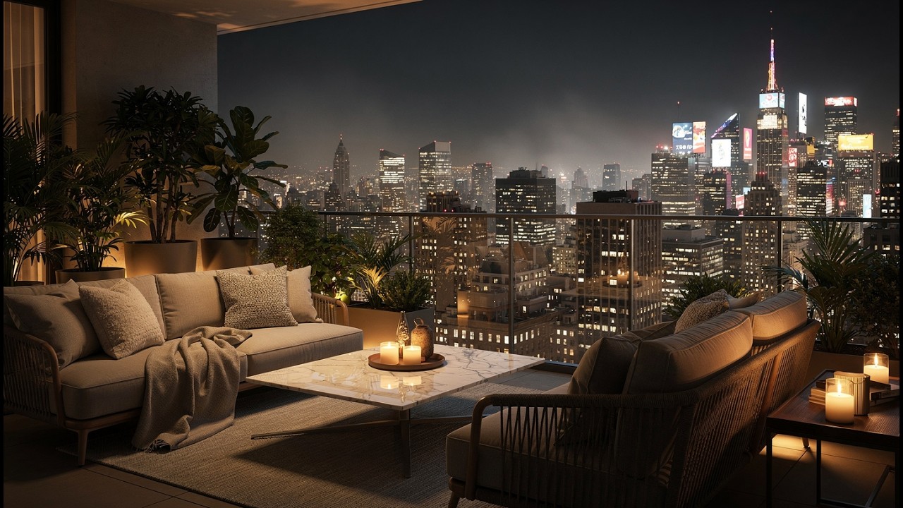 Luxury City Night Lofi 🌃 Cozy Balcony Ambience | Study, Relax & Sleep