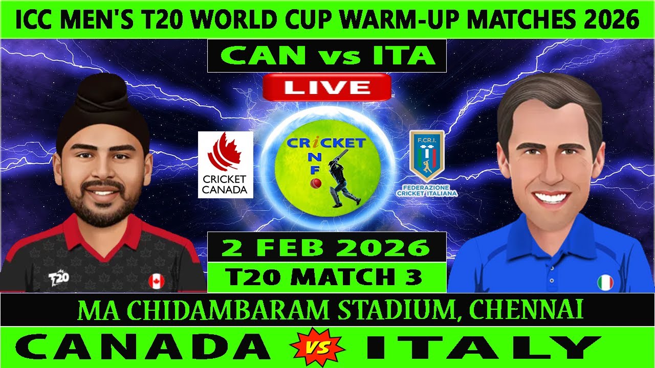 Canada vs Italy | CAN vs ITA Live | 3rd T20I Match of T20 WC Warm up Matches 2026 | ITA vs CAN Live
