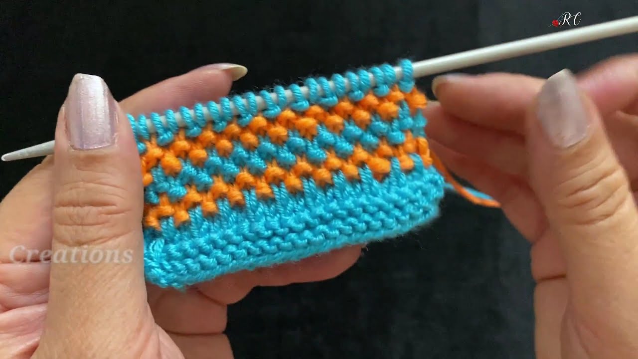 Knitting beautiful double col seed stitch || दो रंगों वाला डिज़ाइन ||  स्वेटर बुनाई||