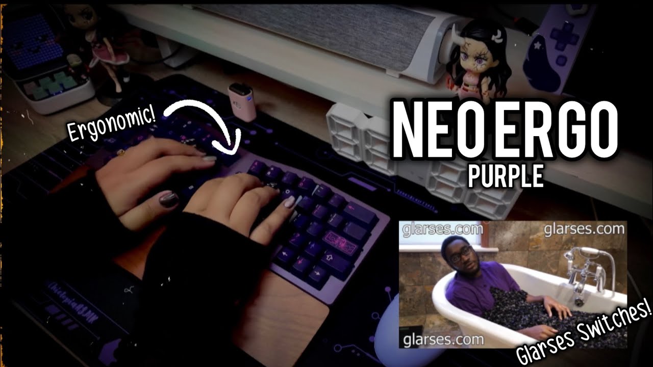 Neo Ergo Tented Alice in Purple | Glarses Tactile Switches | Mecha x TUT Lofi Dye-Sub Keycaps