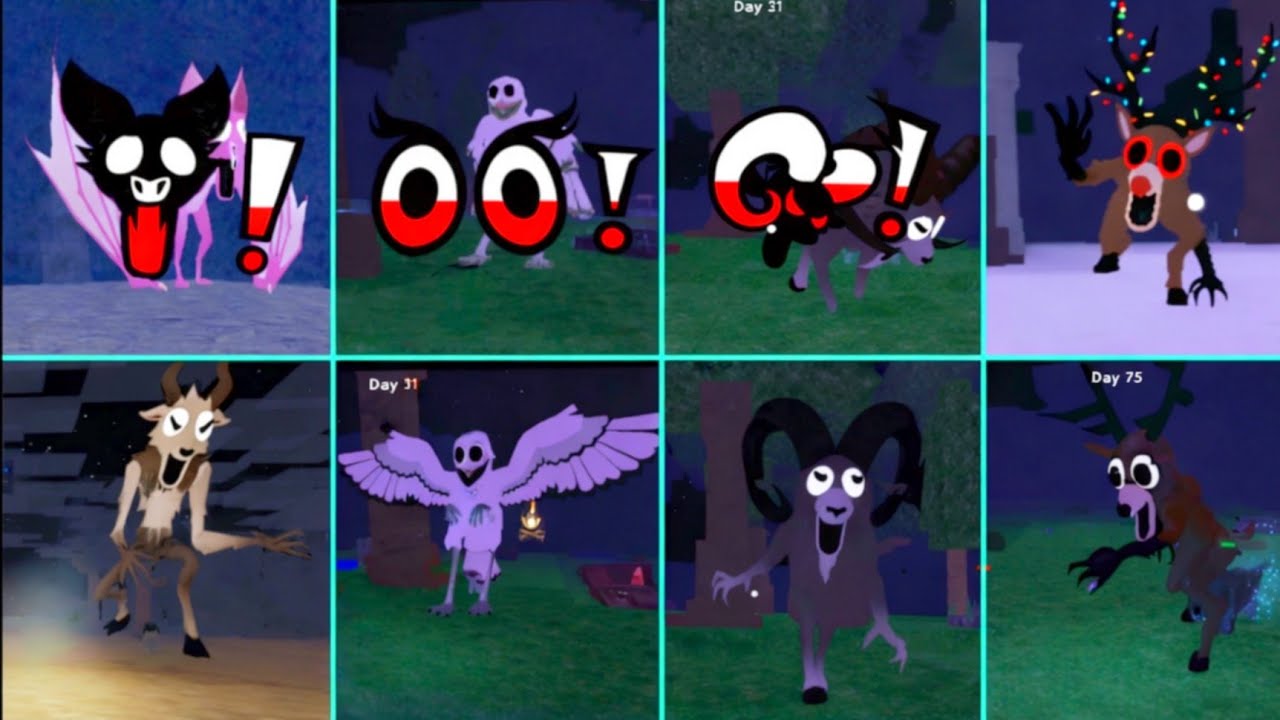 [UPD] Escape from 99 Nights in the forest monster! Vs All Same Versions Jumpscares #99nights 