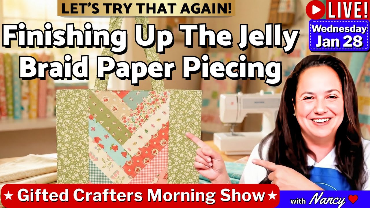 Paper Piecing Jelly Braid Paper Step by Step | Jelly Roll Tote Bag | Sew With Me: GCMS  012826 #184