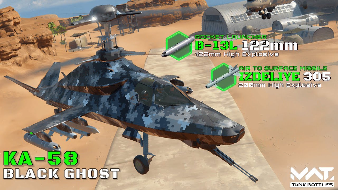 Ka-58 Black Ghost February VIP Helicopter With Izdeliye 305 and B-13L Gameplay  | MWT Tank Battles