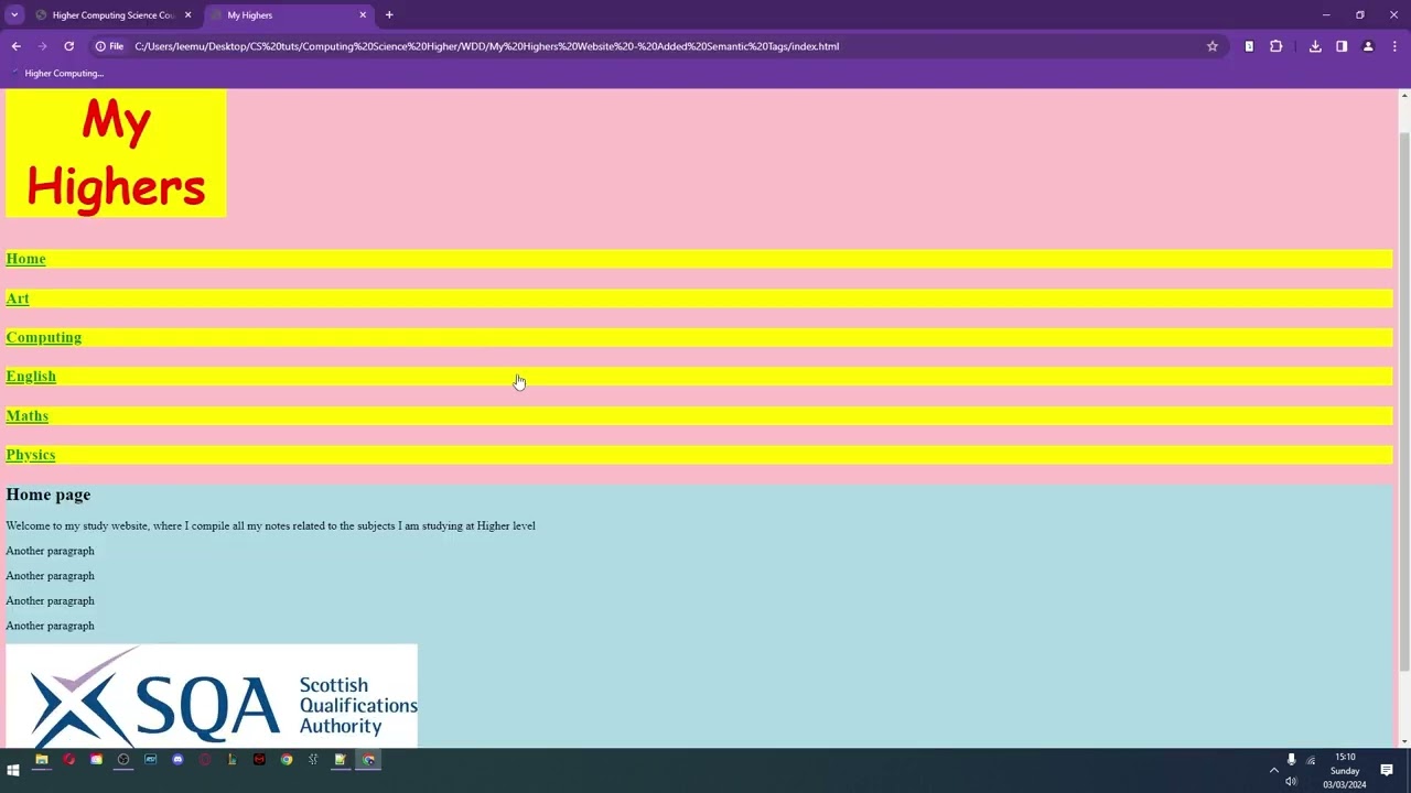 Higher WDD Lesson 4 - Implementation - CSS Display