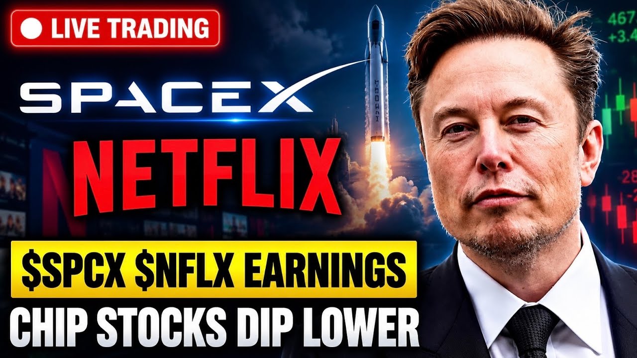 SpaceX Earnings Today 🚨 Netflix Earnings + Semiconductors Selloff | Live Trading Stock Market Today