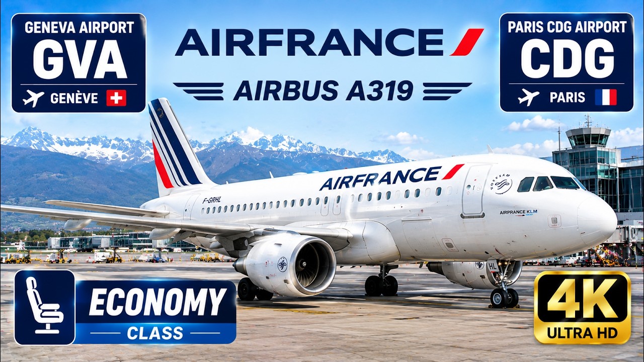 Air France Airbus A319 Geneva to Paris CDG | Economy Class Flight Report (4K)