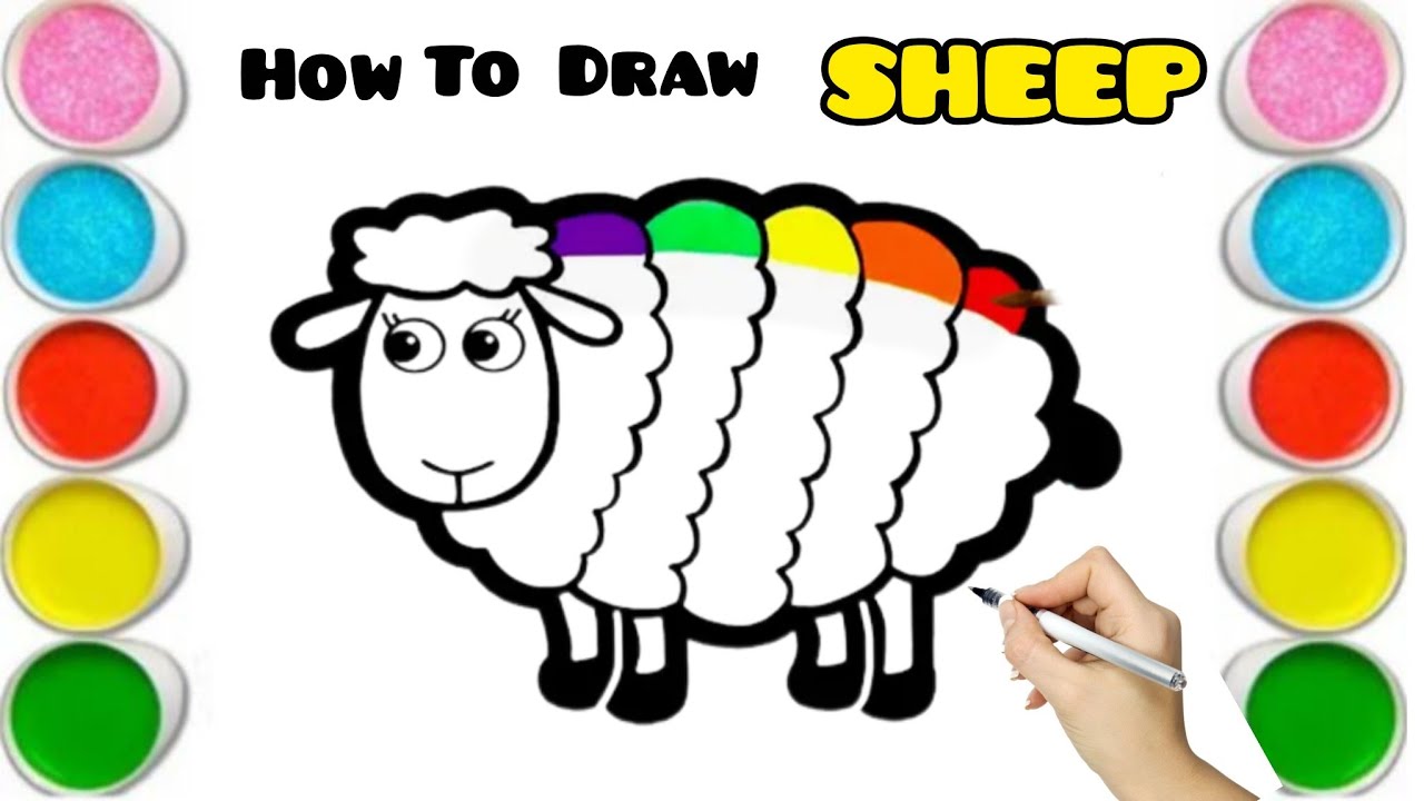 How To Draw a Cute Little Sheep 🐑 🌈 | Easy Step by Step Drawing Tutorial 