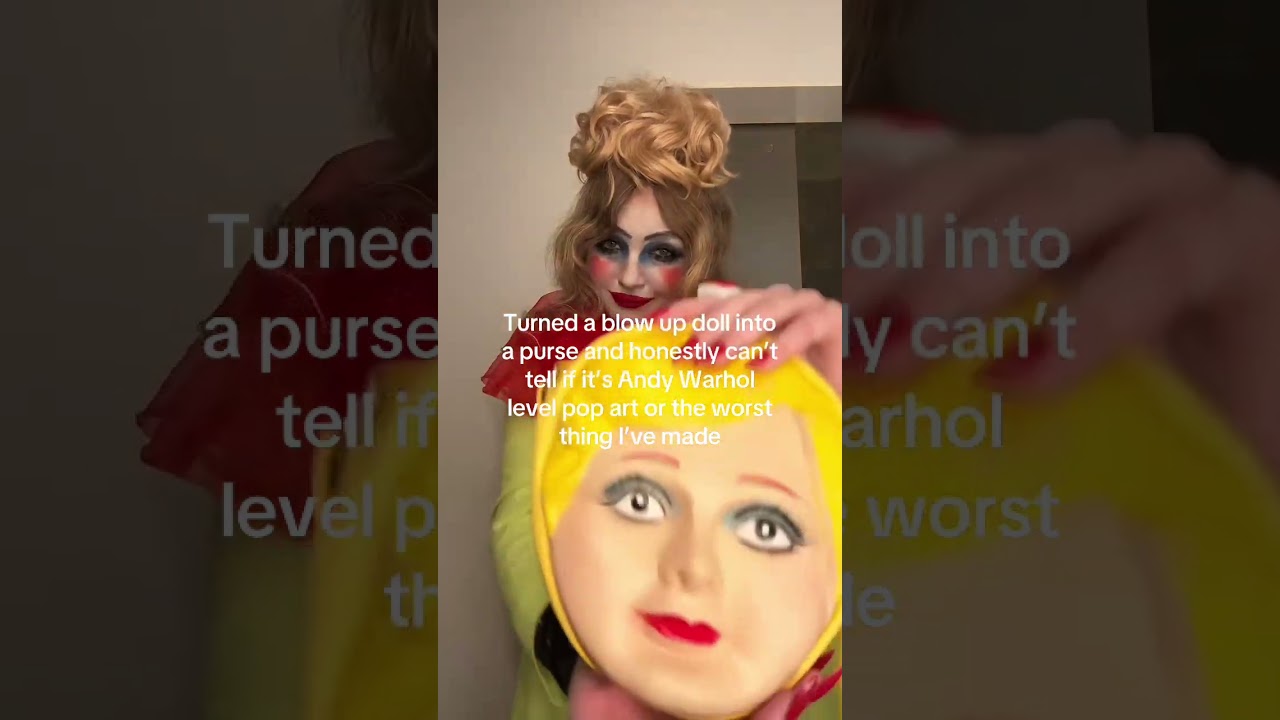 an upcycled blow up doll purse??