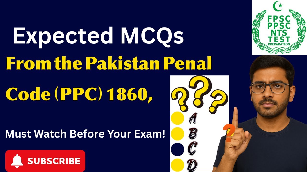 🎯 “Most Expected MCQs From Pakistan Penal Code 1860 | For SDEO PERA Exam.