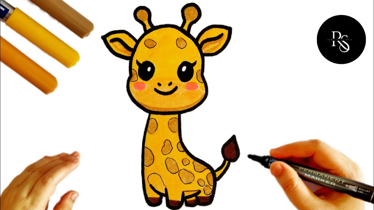 Cute Kawaii Giraffe Drawing🦒 | How to Draw a Cute Giraffe | Easy Animal Drawing for Kids & Beginners