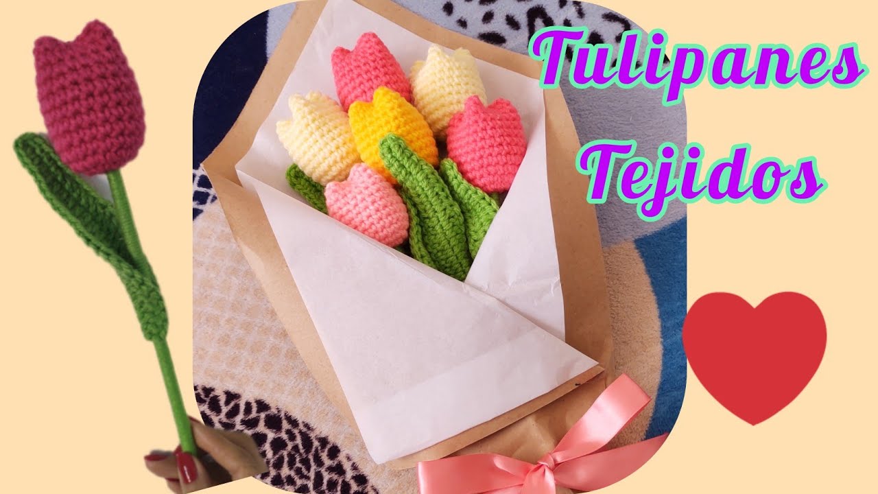 tulipanes tejidos a crochet o ganchillo con aroma #floreseternas