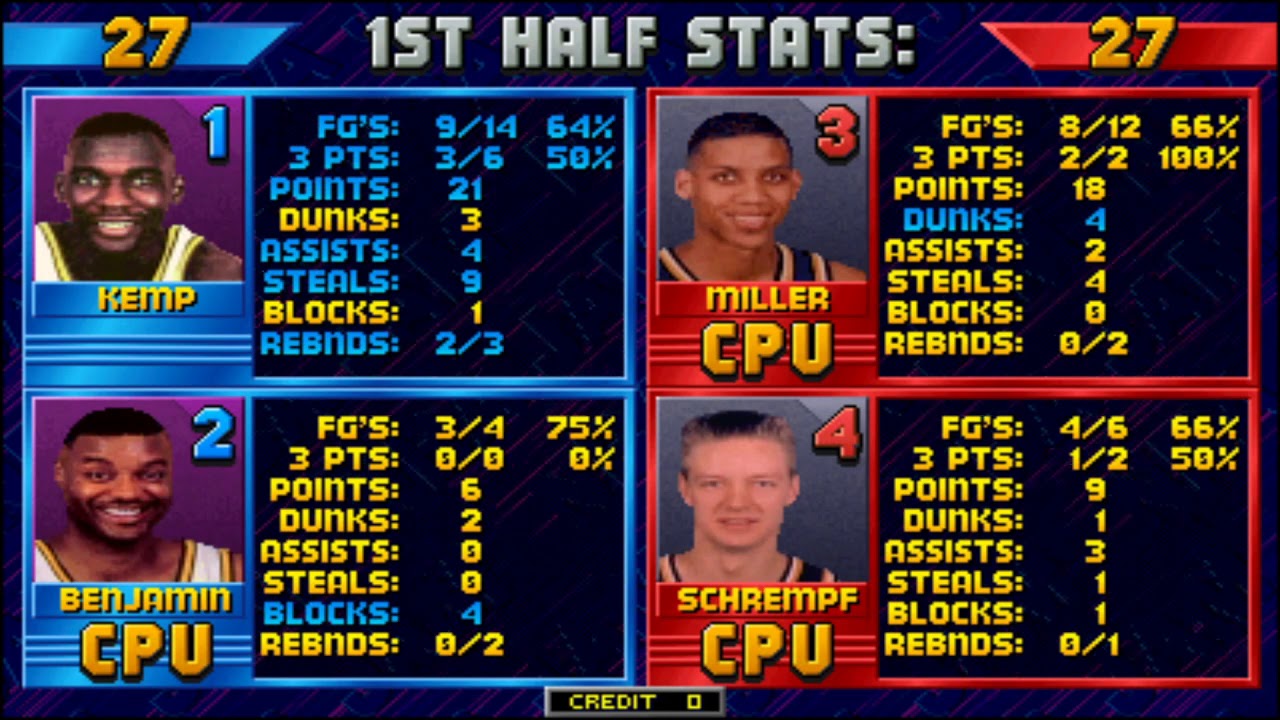 NBA Jam: Seattle Supersonics Vs. Indiana Pacers (Shawn Kemp Shatters Backboard) Arcade (MAME)
