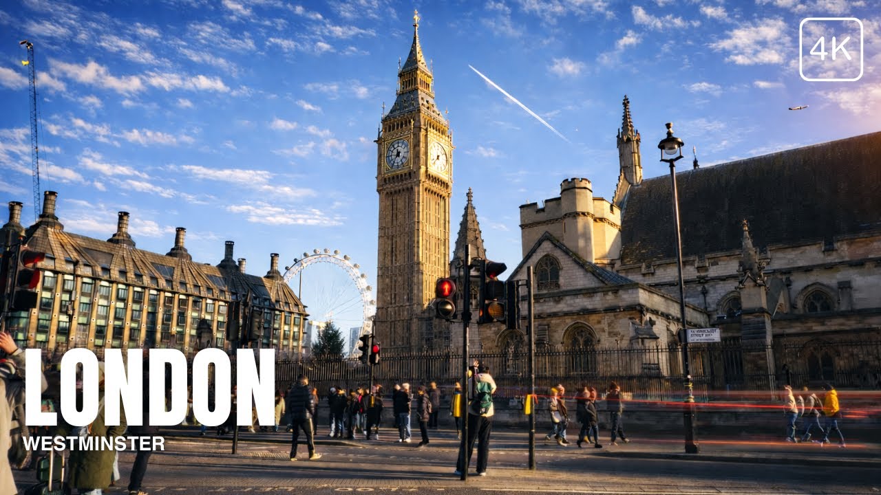 A Shiny Winter Day in London | Rare London Weather Explore it in 4K | London Eye & Big Ben