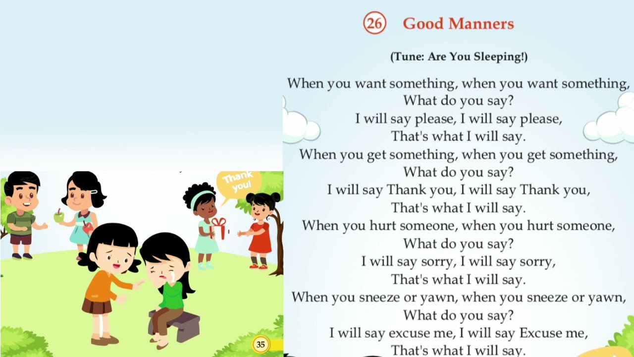 Good Manners | English Rhymes for Senior Kindergarten (5-6 Years old) | Podar Prep Preschool
