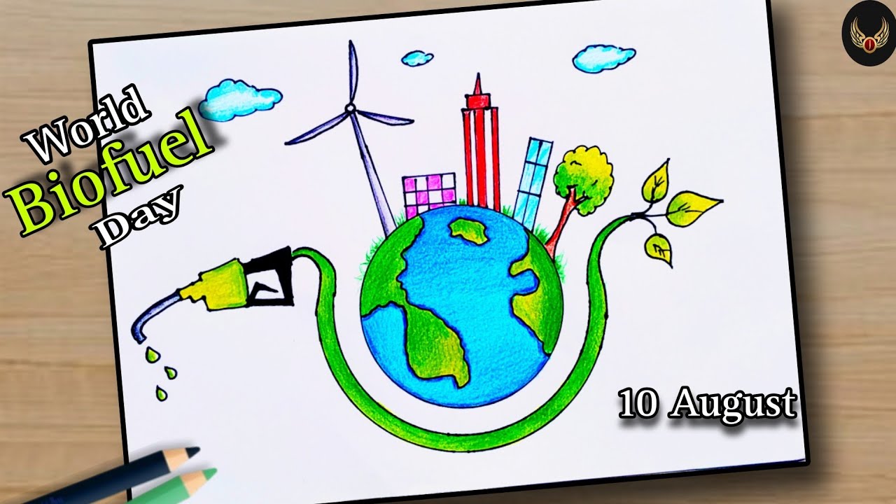World Biofuel Day Drawing | August-10 | How to draw World Biofuel Day poste | |Save Fuel Drawing