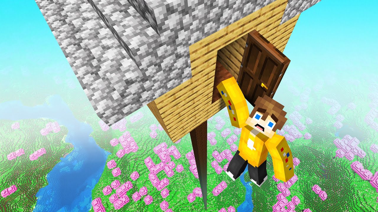Moving My Friends House Into The Sky In Minecraft Cherry Island