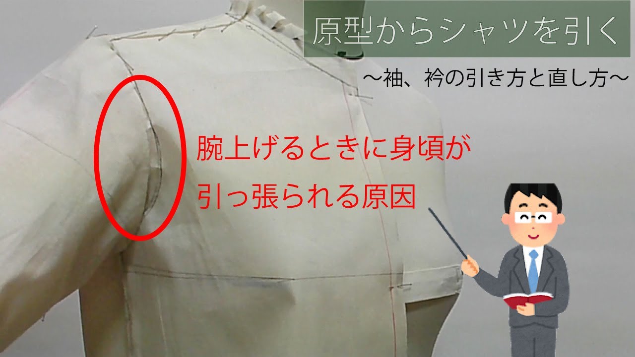 一枚袖の型紙　引き方と直し方。原型からシャツ製図、袖、衿編【よりよく】