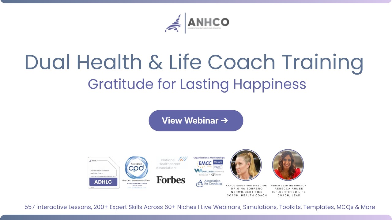 Dual Health & Life Coach Certification Gratitude | AHNCO Dual Health & Life Coach Certification