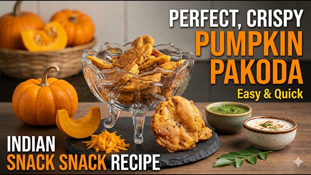 Perfect, crispy 5 min tea- time snacks  pumpkin pakoda