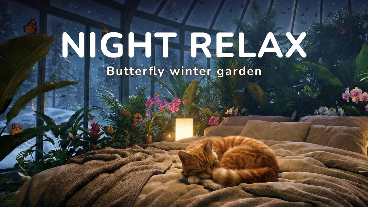 Butterfly Winter Garden Sleep Ambience 🌙 Night Relaxation & Deep Sleep Music