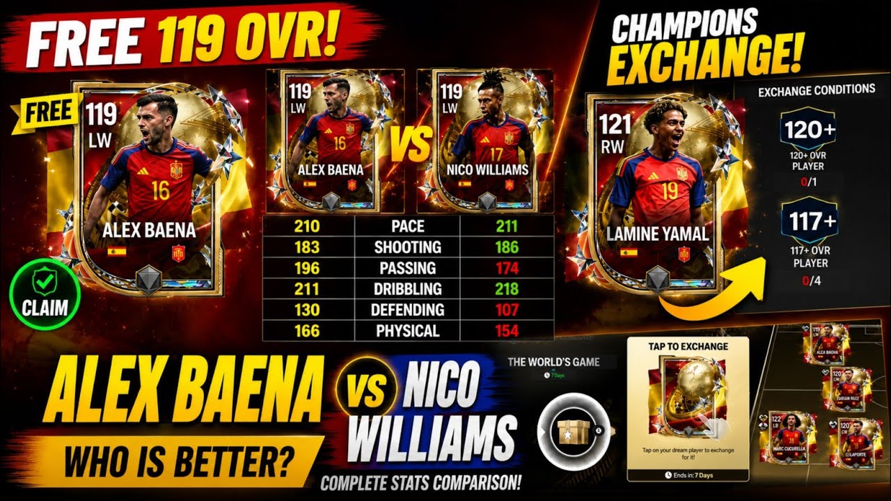 КАК ПОЛУЧИТЬ БЕСПЛАТНОГО ИГРОКА 119 OVR! АЛЕКС БАЭНА ПРОТИВ НИКО УИЛЬЯМСА + ОБМЕН ЧЕМПИОНОВ В EA ...