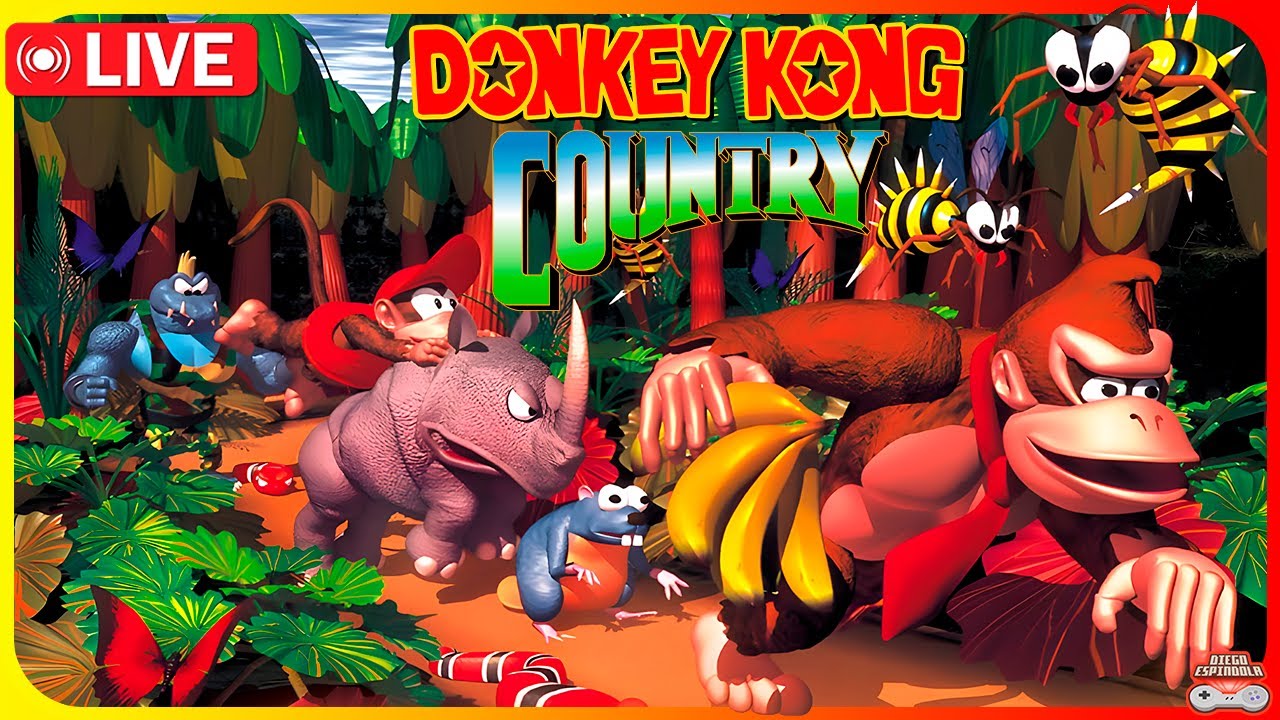 DONKEY KONG COUNTRY 101% [SNES] Gameplay AO VIVO Até zerar