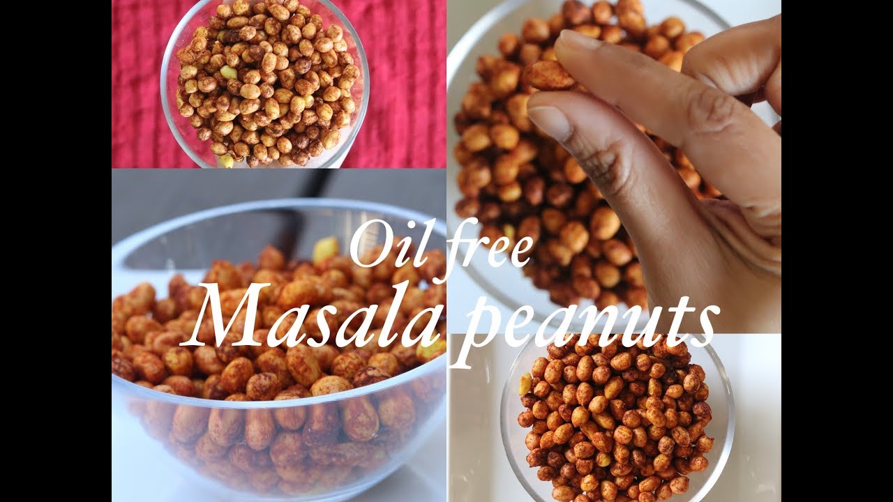 &lsquo;Oil-free&rsquo; Masala peanuts| Roasted Masala peanuts in microwave | VEGAN