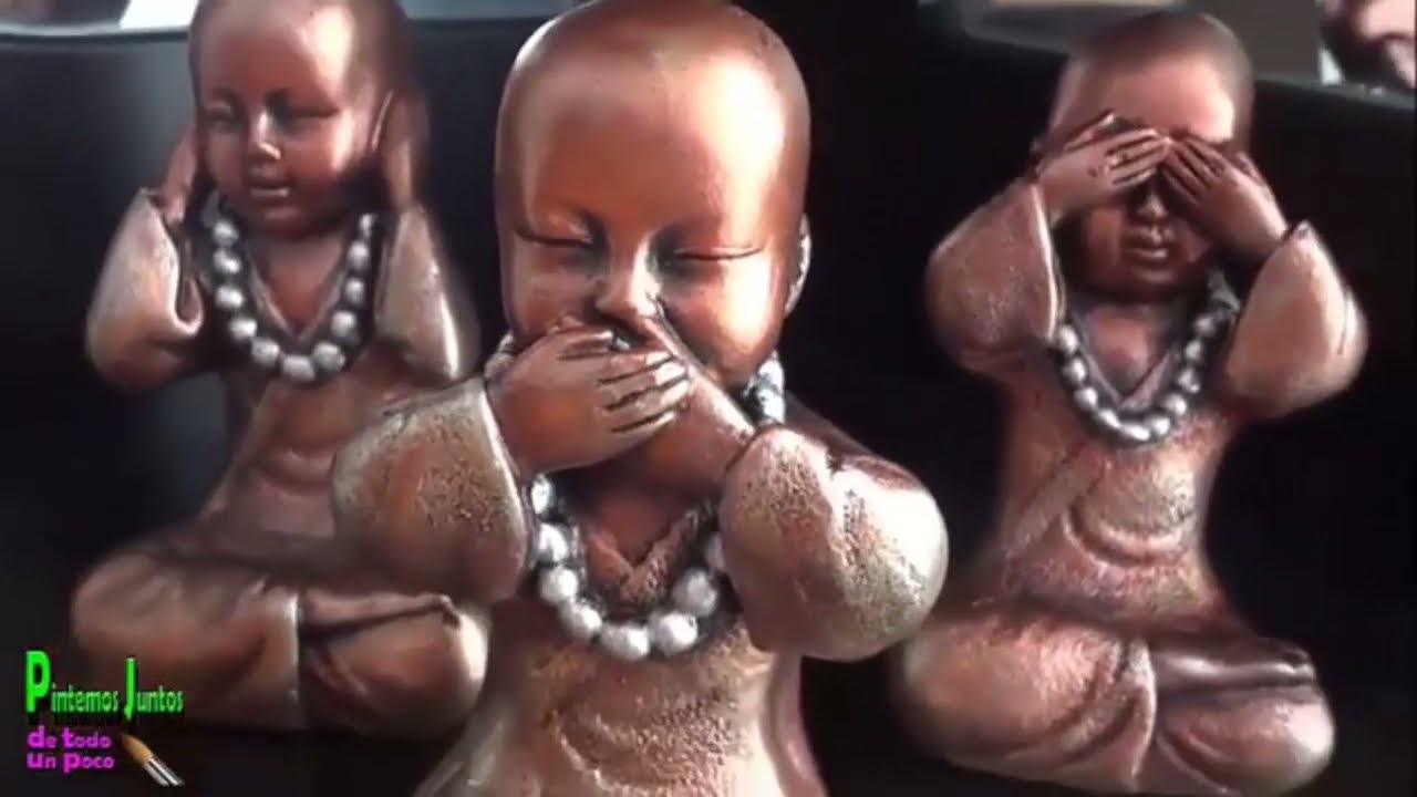 Como pintamos los 3 monjes sabios paso a paso con efecto metalizado