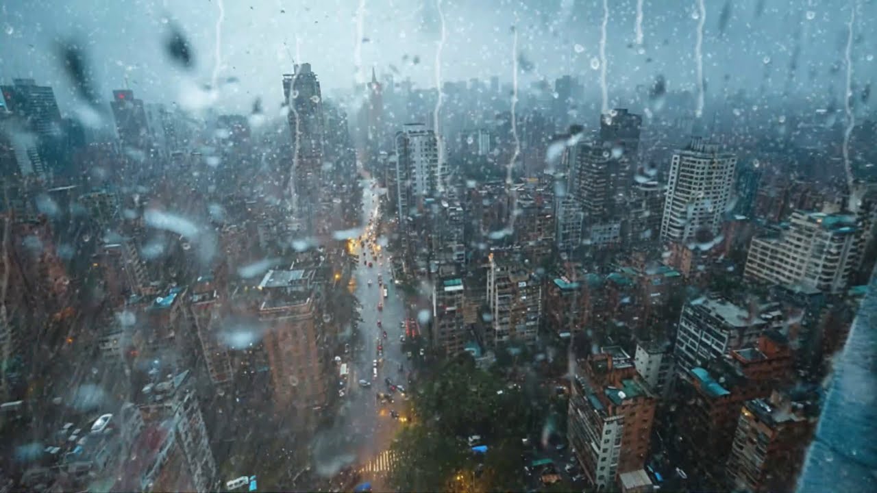 4K | Rain on Glass Window with Gentle Thunder – Fall Asleep Instantly