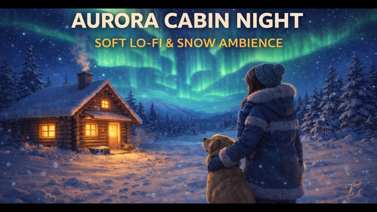 Aurora Cabin Ambience — Cozy Northern Night with Hana & Luna | Relax, Sleep, Unwind