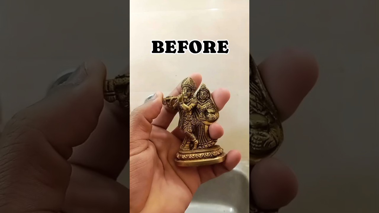 how to clean brass statue😁 😋#shorts #shiva #krishna #brasscleaning #metalpolishing #brass